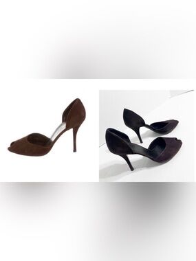 Prada D’Orsay Chocolate Brown Suede Women's Peep Toe Pumps Stiletto Designer